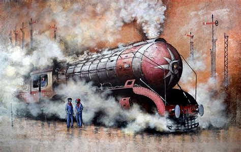 Nostalgic paintings of steam trains