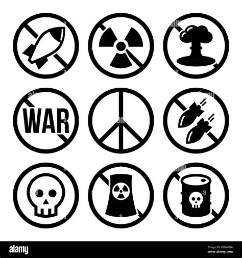 No nuclear weapon, no war, no bombs vector warning signs - antiwar ...