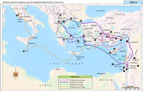 Peta dan Indeks Nama Tempat: Perjalanan Misionaris Rasul Paulus | Paul's missionary journeys ...