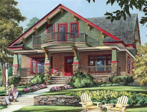 Craftsman Cottage with Second Floor Balcony - 32652WP | Architectural Designs - House Plans