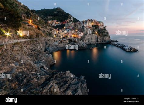 Sunset in Manarola, Italy Stock Photo - Alamy