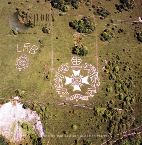 Fovant Badges (Regimental Badges) Chiselbury Hill Fort, Fovant Down, Wiltshire - Sasy Images