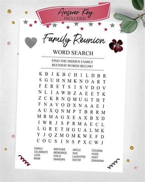 Family Reunion Game Word Search. Family Party Game. Word Search Game. Instant Digital Download ...