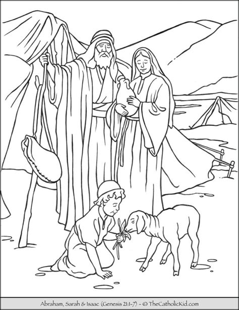 Abraham, Sarah, and Isaac Coloring Page - TheCatholicKid.com