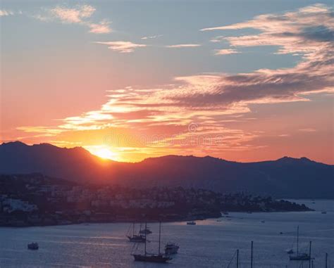 Sea View and Mountains in the Mediterranean at Sunset, Summer Vacation ...