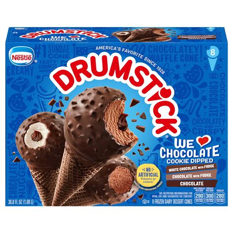 Drumstick Chocolate Cookie Dipped Ice Cream Cones Variety Pack, 8 Ct