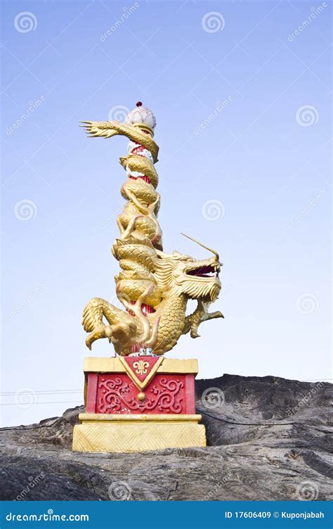 Golden dragon statue stock image. Image of golden, detail - 17606409