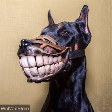 Smile MUZZLE,Funny,Teeth,Werewolf MUZZLE for dogs,DOBERMAN,funny dog ...