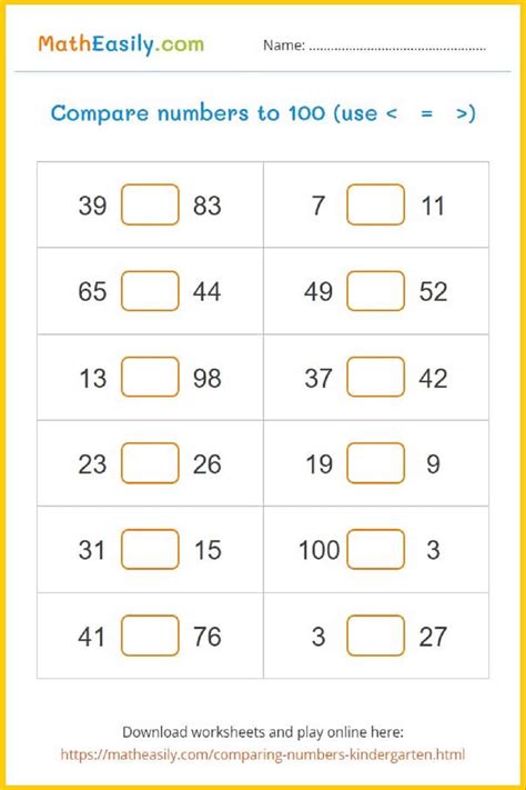 Comparing Numbers Games for Kindergarten + Worksheets