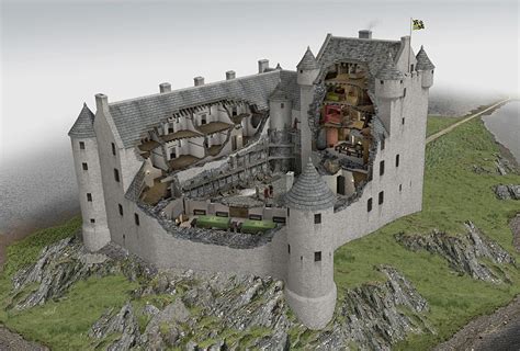 Kilchurn Castle illustrated historical reconstruction. Scotland Castles ...