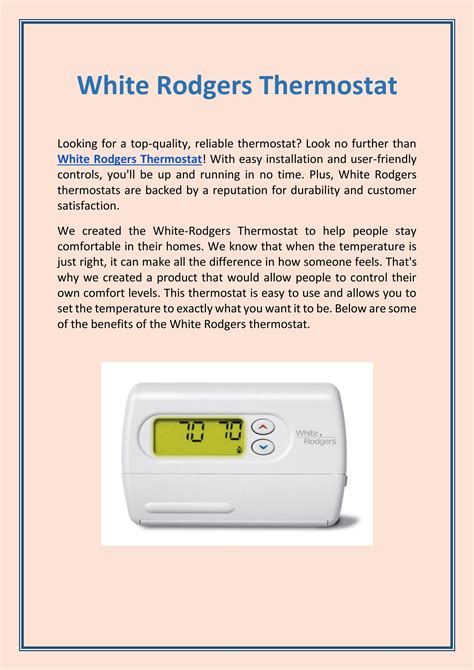 White Rodgers Thermostat by Thermostat Installation - Issuu