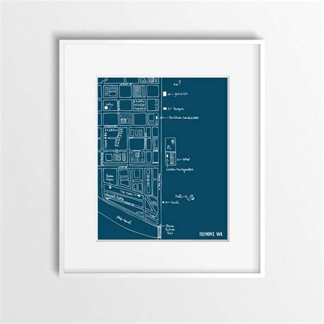 Seattle Map of Fremont Neighborhood, Map Art for Modern Home Decor ...