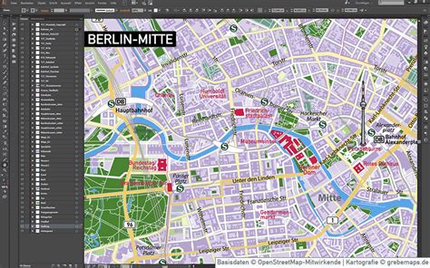 Berlin-Mitte Stadtplan Vektorkarte - grebemaps Kartographie