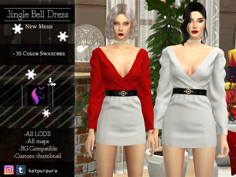 KaTPurpura's Jingle Bell Dress | Sims 4 kleider, Frau, Kleider