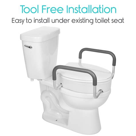 Vive Toilet Seat Riser with Handles - Raised Toilet Seat with Padded ...