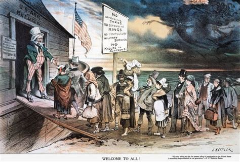 Print of PRO-IMMIGRATION CARTOON. Welcome to All! An 1880 American ...