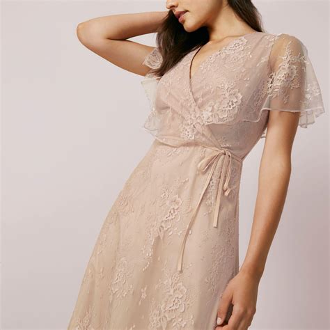 Lyst - River Island Light Pink Lace Asymmetric Hem Midi Dress in Pink