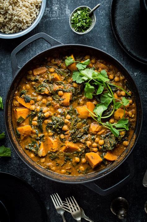 Chickpea, Sweet Potato and Spinach Curry (Vegan) - Domestic Gothess | Sweet potato and spinach ...