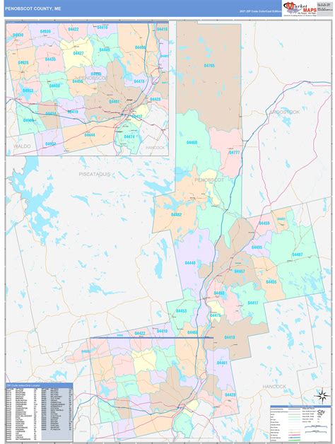 Penobscot County, ME Wall Map Color Cast Style by MarketMAPS - MapSales.com