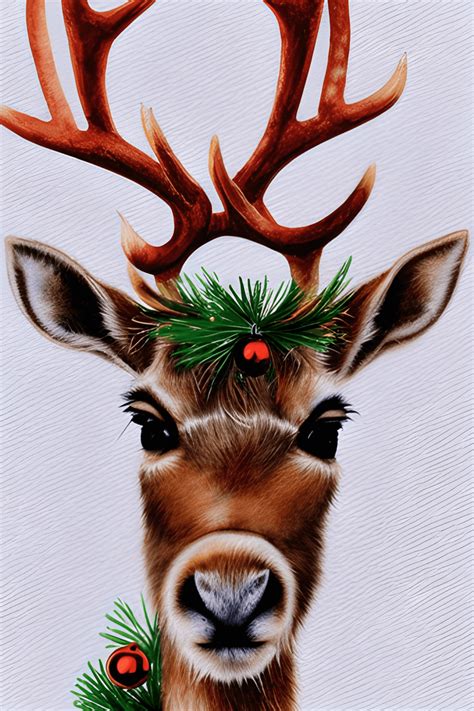 Cute Christmas Reindeer Watercolor Painting · Creative Fabrica