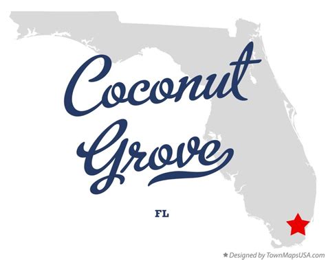 Map of Coconut Grove, FL, Florida