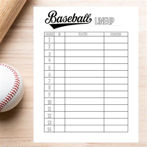 Baseball Roster for Team/ Team Organizer/tee Ball Roster/fourteen Player List/batting Lineup ...