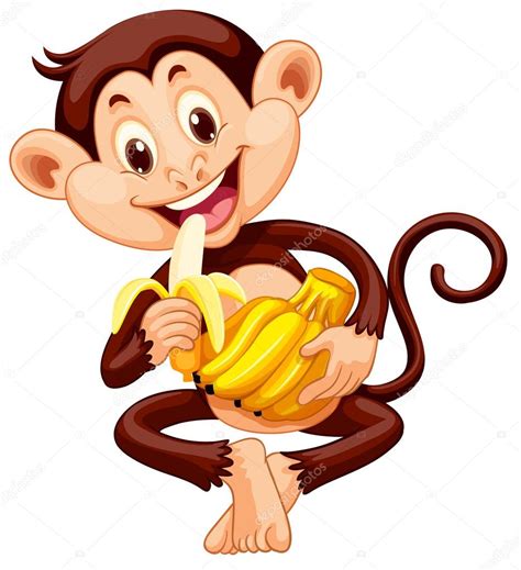 Little monkey eating banana Stock Vector by ©interactimages 95773332