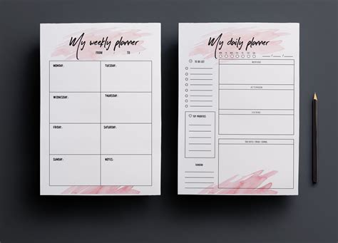 Weekly planner , daily planner ~ Stationery Templates ~ Creative Market