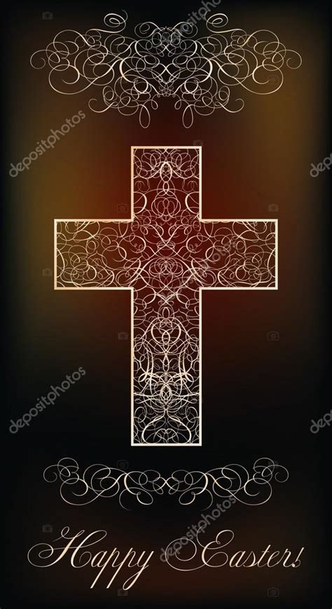 Happy Easter background with cross, vector illustration Stock Vector ...