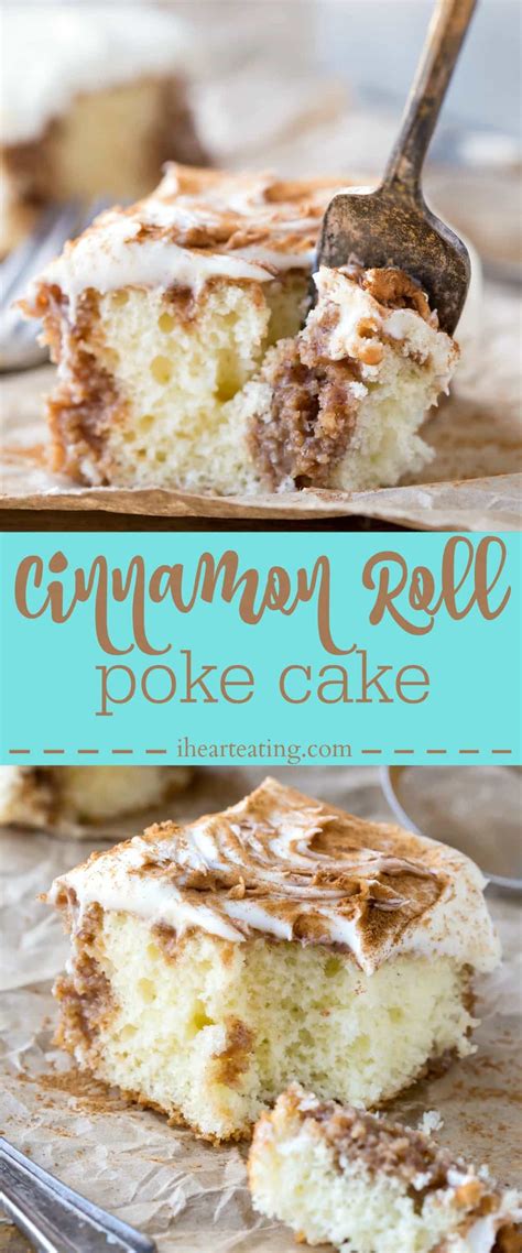 cinnamon roll poke cake long pin - i heart eating