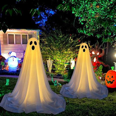 DAZONGE 2 Pack Halloween Decorations Outdoor, Spooky Ghost Halloween ...