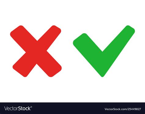 Green check mark and red cross right and wrong Vector Image