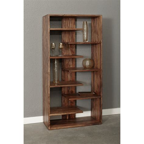 Coast to Coast Imports Brownstone Bookcase with Offset Shelves | Fashion Furniture | Open Bookcases