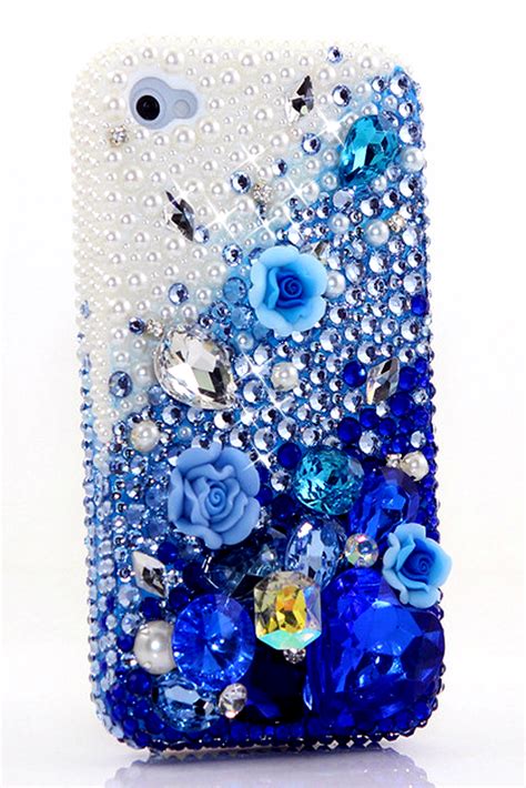 Pearls with Deep Blue Design (style 729) | Crystal phone case, Bling phone cases, Phone cases