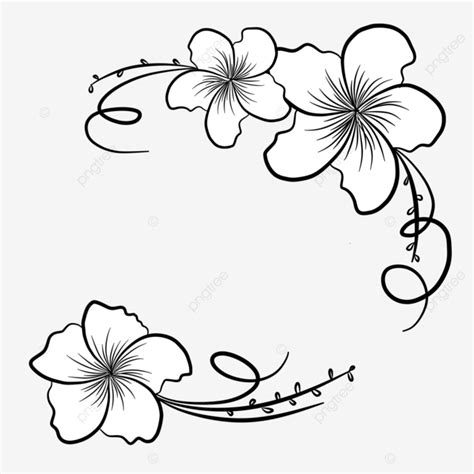 Boceto De Adornos De Flores En Blanco Y Negro PNG , Lapices, Línea, Naturaleza PNG y PSD para ...