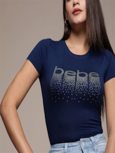 Buy Bebe Women Essential Daylight Blue Season Staple Brand Logo Print T ...