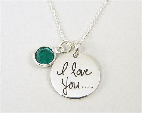 I Love You Necklace Silver Birthstone Necklace Anniversary - Etsy