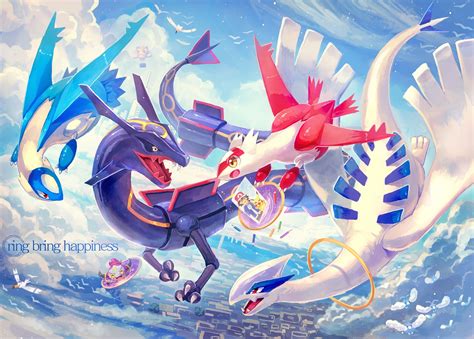 Pokemon, pixiv. Latias, Latios, shiny Rayquaza, Lugia, and Hoopa Pokemon Fan Art, Pokemon Luna ...