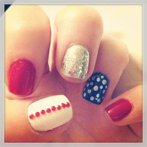 my 4th of July DIY mani Purdy, Nail Ideas, 4th Of July, Nails, Makeup, Red, Blue, White, Beauty