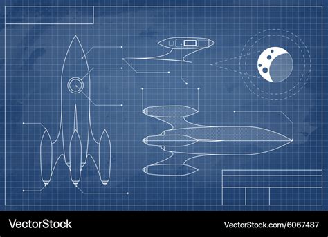 Blueprint of the spaceship Royalty Free Vector Image