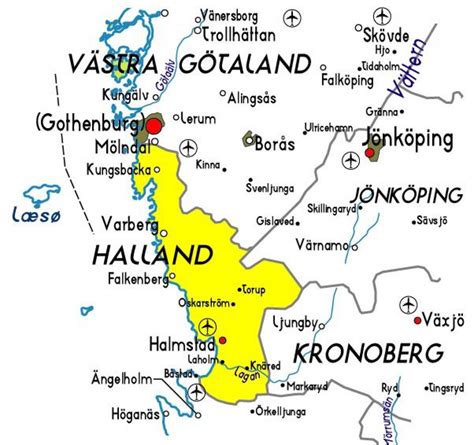 Halland Sweden map - Map of Halland Sweden (Northern Europe - Europe)