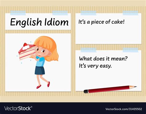 English idiom its a piece cake template Royalty Free Vector