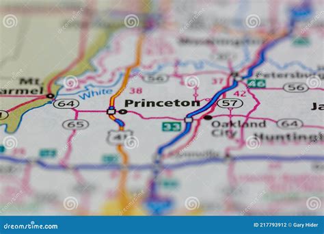 05-04-2021 Portsmouth, Hampshire, UK, Princeton Indiana USA Shown on a Geography Map or Road Map ...