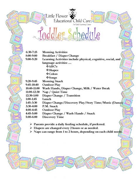 Toddler Program: 18-24 months | Little Flower | Toddler schedule, Preschool activities toddler ...