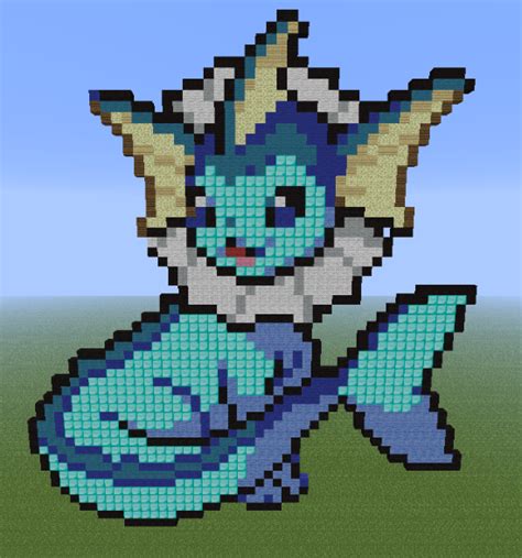 minecraft pixel art grid vaporeon Pixel vaporeon minecraft fanpop trio ...