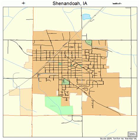 Shenandoah Iowa Street Map 1972525