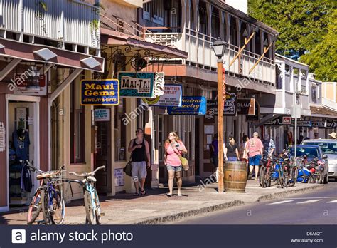 Front Street shops and restaurants in historic Lahaina on the island ...