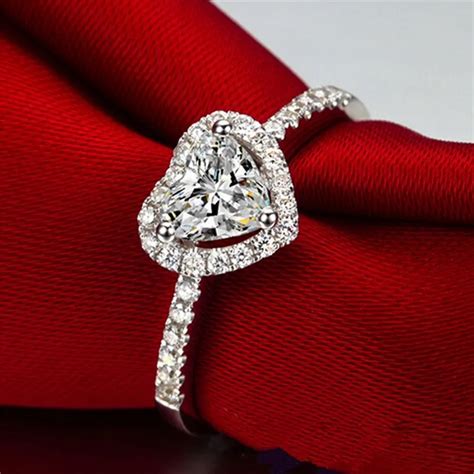 Wholesale New Sparkling Love Heart shape Finger Ring Women Jewelry ...