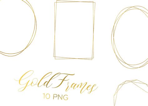Gold Frame Clipart, Golden Frames PNG, Geometric Polygon Wreath Clip Art, Gold Frame Wedding ...