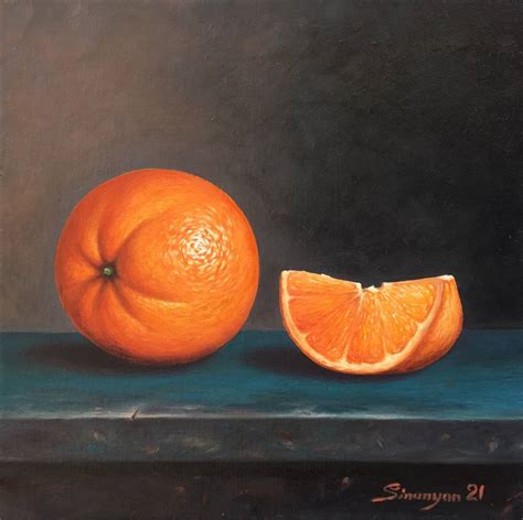 Oranges (25x25 oil on canvas) Painting by Gevorg Sinanyan | Saatchi Art